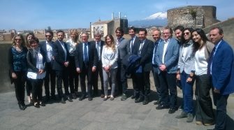 Il ministro Maria Elena Boschi in visita a Catania insieme ad alcuni membri della giunta comunale