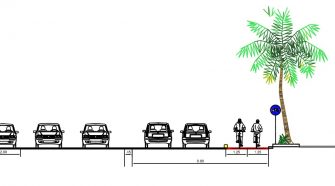 La sezione della pista ciclabile che verrà realizzata al Lungomare di Catania