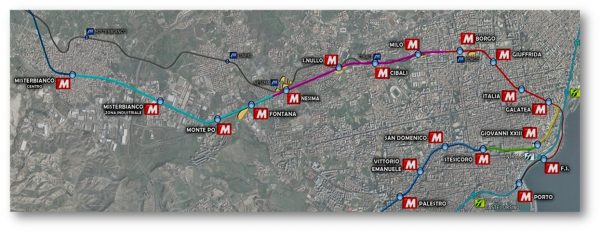 Il tracciato della Metropolitana di Catania