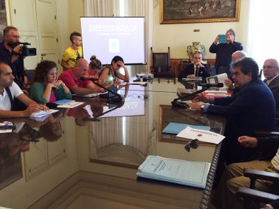 Un momento della conferenza stampa sui dati della raccolta differenziata