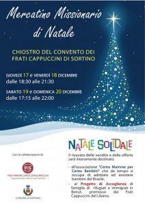 La locandina dei mercatini di Natale organizzati dai Frati Cappuccini