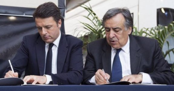 Renzi e Leoluca Orlando a Palermo